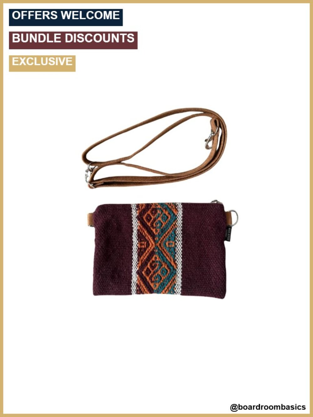 Handmade Andean Crossbody Purse Small Women Adjustable Strap Zipper